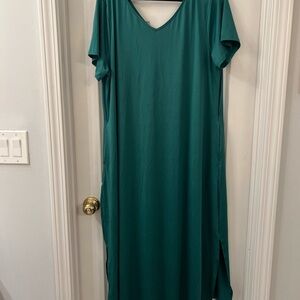 Green V-Neck Maxi Dress